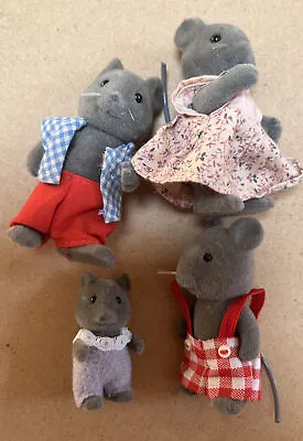 £14 • Buy Sylvanian Families Thistlethorn Grey Mice Family Figures X4 - 1985 Epoch Vintage