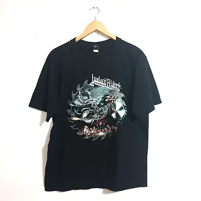 Judas Priest T-Shirt Sz L / XL Black Cotton Front Back Graphic Print Heavy Metal • $34.95