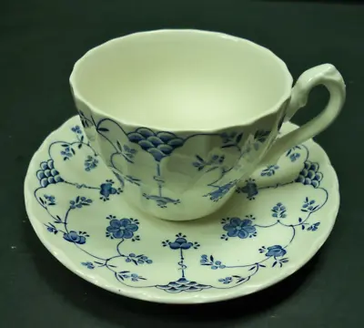 Vintage 1982 Myott Finlandia Cup And Saucer Staffordshire England Blue & White • $8.49