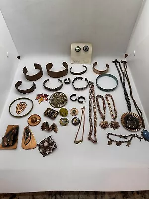 Vintage Copper Mixed Jewelry Lot 30+ Pieces Bracelet Necklace Earrings 1 Lb 4oz • $29.99