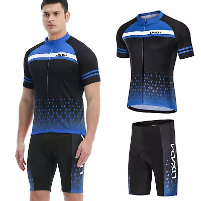  Men Cycling Jersey Set Breathable Quick-Dry Short Sleeve And Padded R1E5 • $45.67