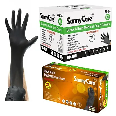 1000/case #8904 SunnyCare 5Mil Black Nitrile Exam Gloves (Non Vinyl Latex) XL • $62