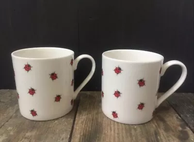 Set Of 2 New White Ladybird Ladybug Cup Mug Cups Mugs • £10.99