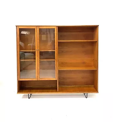 Vintage Mid Century 1960s Bookcase Modernist Teak Sideboard Wall Cabinet • £175