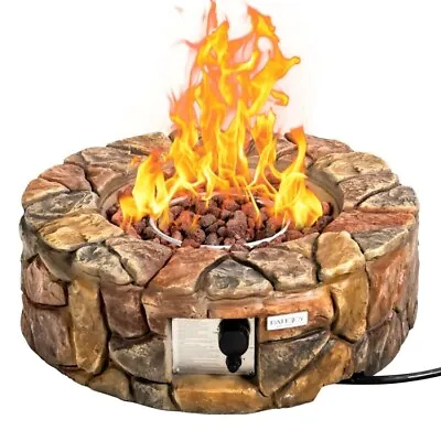 28  Propane Gas Fire Pit Outdoor Garden Heater 40000 BTU Stone Finish W/ Cover • $225.96