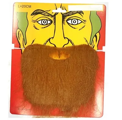 Brown Fake Beard Fancy Dress Funny Costume Hair Accessory Long Beard Moustache • £2.99