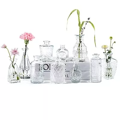 10 Pack Vintage Clear Glass Bud Vase Mini Flower Decorative Vases For Wedding • $37.70