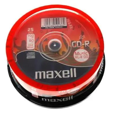 MAXELL CD-R XLII 80 Audio Spindle 25 Recordable Discs Blank Media • £18.15