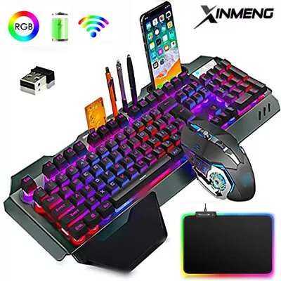 $69.89 • Buy RGB Wireless Gaming Keyboard Mouse And Mat Combo LED Backlit For PC/PS5/PS4/Xbox