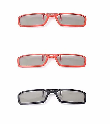 3 Pairs Of Clip On 3D Glasses Red Black Polorised For LG Tv Cinema RealD • £12.99