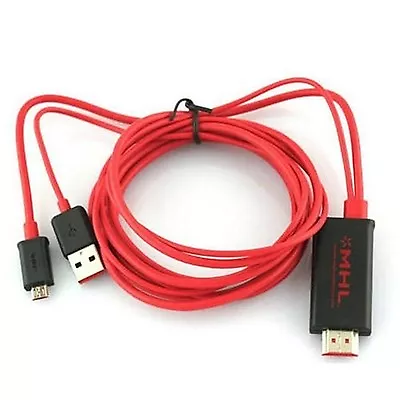 1080P HDMI To Micro USB MHL Cable For Samsung Galaxy S2 I9100 - In Red + Black • £9.99