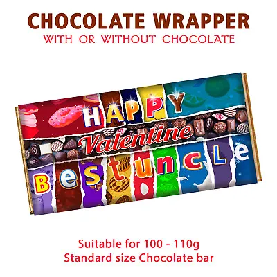 Happy Valentine Best Uncle Chocolate Bar Wrapper Novelty Birthday Xmas Gift • £4.99