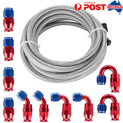 Nylon Stainless Steel 6AN 5/16  PTFE E85 Hose 16FT Braided Fuel Line Fitting Kit • $99.22