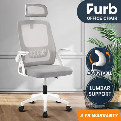 Furb Office Chair Computer Gaming Mesh Executive Chairs Study Seating White Grey • $70.95