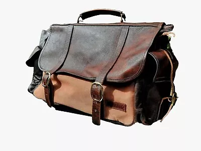 Superb Quality Leather & Canvas Overnight Bag Suitcase Australian Made Excellent • £95