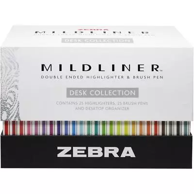 Zebra Mildliner Highlighter & Brush Markers W Desk Stand - Full Set Of 50 • $199.99