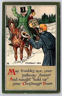 Holiday~Couple On Horse & Old Man Christmas Funny Poem~Vintage Postcard • $3.70