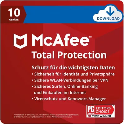 McAfee Total Protection 2024 10 Devices 1 Year | FULL VERSION / Upgrade | Antivirus • $13.95