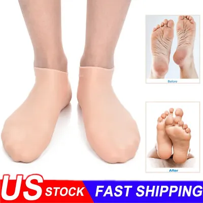 2 Pair Full Length Silicone Gel Moisturizing Socks Foot Care Protector-USA • $8.99