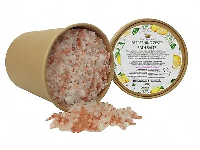 Refreshing And Zesty Bath Salts 100% Natural & Handmade Kraft Tub Of 500g • $9.45