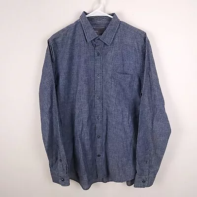 Vince Shirt Men's Large L Blue Polka Dot Button Up Long Sleeve 100% Cotton • $22.99