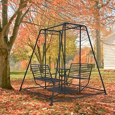 4-Seat Outdoor Patio Swing Chair With Stand Heavy Duty Metal Swing Table Bench • $659.99