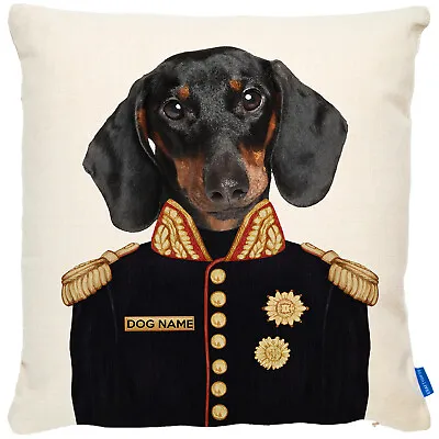 £12.95 • Buy Personalised Dachshund Cushion Cover Dog Portrait Uniform Military Cute FDC04