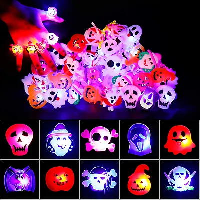 $23.69 • Buy 50 PCS Halloween LED Light Up Rings, Halloween Party Favors For Kids, Glow In