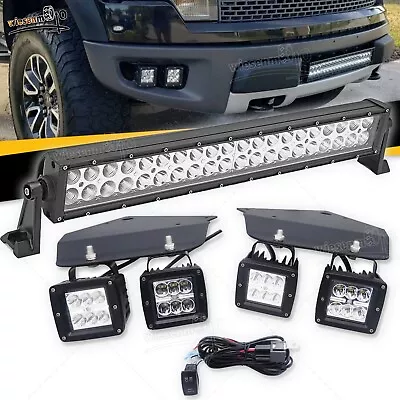 Fit 10-14 Ford F150 Raptor 22  LED Light Bar+Dual Fog Pod Lower Bumper Mount Kit • $99.99