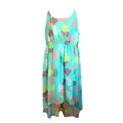 Lane Bryant Hi Low Spaghetti Strap Chiffon Dress Mint Floral Print Plus 18/20 • $24.95