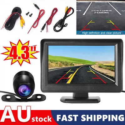 4.3  Reverse Camera Monitor Screen Car Rear View Night Vision Waterproof Cam Set • $22.55