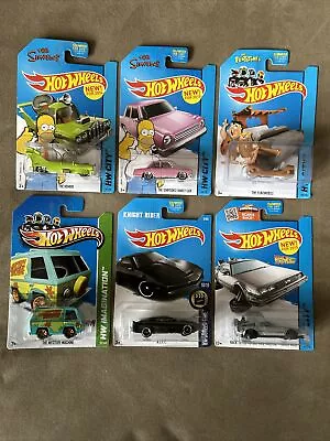 Lot Of 6 Hot Wheels-Simpsons Flintstones Mystery Machine KITT Time Machine • $35.99