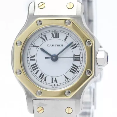 Polished CARTIER Santos Octagon 18K Gold Steel Automatic Ladies Watch BF569973 • $2803