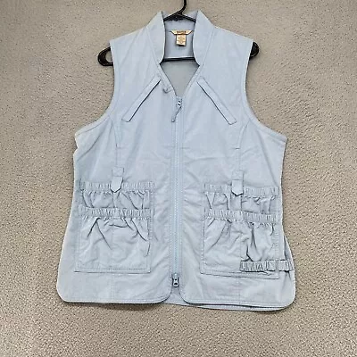 Duluth Trading Co Vest Womens Large Heirloom Gardening Mesh Fishing Utility Blue • $28.95