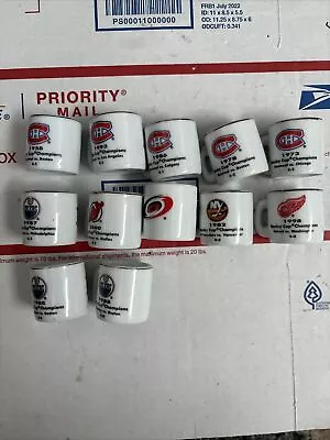 Lot Of 12 NHL Mini Mug Cups Stanley Cup Champions Oilers Red Wings Ect • $20