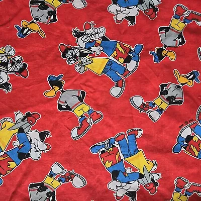 Bugs Bunny Daffy Sylvester Fabric 90s Warner Novelty Primary 1.5 Yards • £11.94