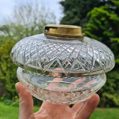 Original Victorian Heavy Lead Crystal Cut Glass Oil Lamp Font Duplex 2 Tier • £200