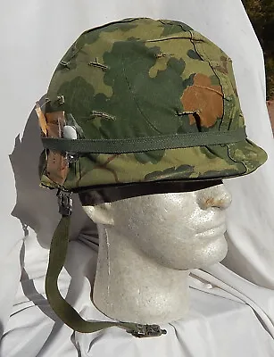 1967 Vietnam War US Army Soldiers M-1 Helmet With Camo Cover & Ration Items • £289.49