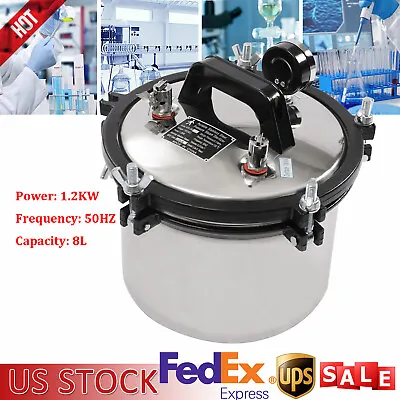 Portable 8L Pressure Steam Autoclave Sterilizer Stainless Dental Lab Equipment • $128.25