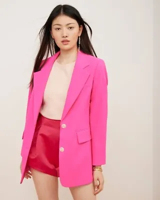 Vince Camuto Women's Hot Pink Notch Lapel Long Sleeve Button Front Blazer Size 6 • $103.60