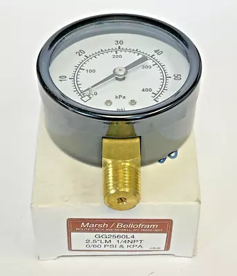 Marsh/ Belloform - Gg2560l4- Pressure Gauge - 2.5  Diameter 1/4  Npt 0-60 Psi • $29