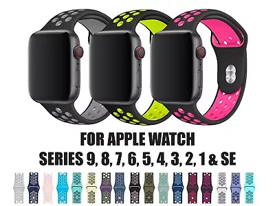 For Apple Watch Silicone Sport Strap Series 9 8 7 6 5 4 3 SE 38 40 41 42 44 45mm • £5.09