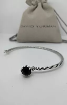 David Yurman Sterling Silver Cable 3mm Chatelaine Black Onyx Size Medium  • $153