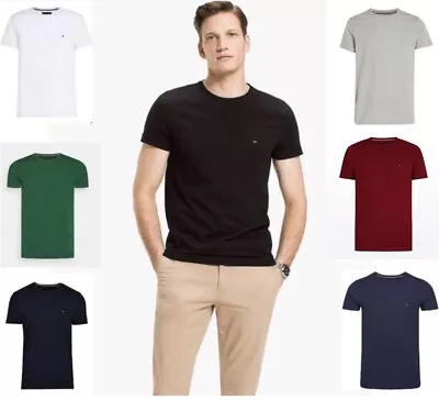 Mens T-Shirts TOMMY HILFIGER Crew Neck Short Sleeve Casual NEW Summer Cotton Tee • £17.99
