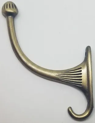 Single ANTIQUE BRASS Costumer Coat Hook Hall Tree Hat Rack Wall Vintage Old Rust • $4