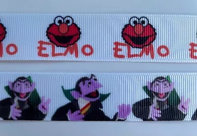 Colorful Sesame Inspired Grosgrain Ribbon  7/8  Elmo Dracula Count • $1.50