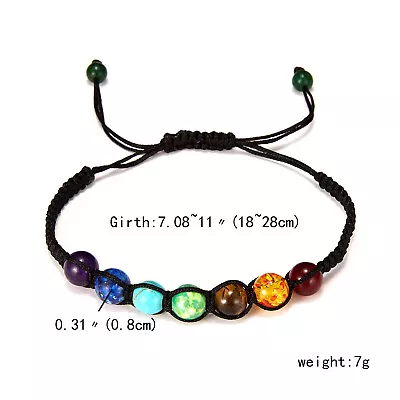 Crystal Gemstone Bracelet 7 Chakra Bead Anxiety Stone Jewellery Healing Reiki UK • £3.61