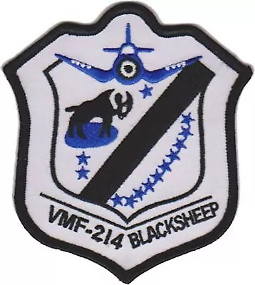 4.5  Marine Corps Vmf-214 Blacksheep Squadron White Embroidered Jacket Patch • $28.99