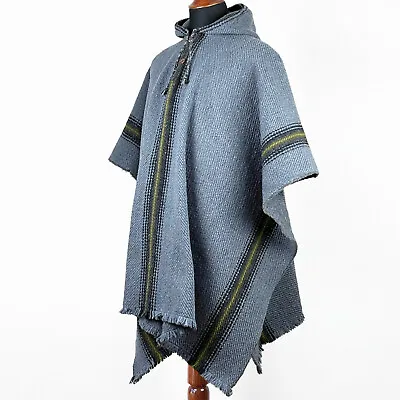 Llama Wool Mens Unisex South American Poncho Cape Coat Jacket Cloak Handwoven • $79.95