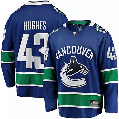 Quinn Hughes #43 Vancouver Canucks MEN Stitched Jersey Blue • $51.99